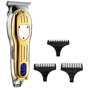 Tondeuse voor mannen, alle metalen tondeuse elektrische professionele mannen haarsnijder verzorging kit kapper trimmer Cortapelo voor aTravel (kleur: goud)