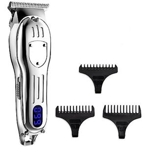 Tondeuse voor mannen, alle metalen tondeuse elektrische professionele mannen haarsnijder verzorging kit kapper trimmer Cortapelo voor aTravel (kleur: zilver)