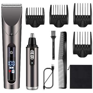 Tondeuse voor mannen, draadloze tondeuse voor mannen, neustrimmer, scheermachine, wasbare tondeuse, 2 stuks, machineset