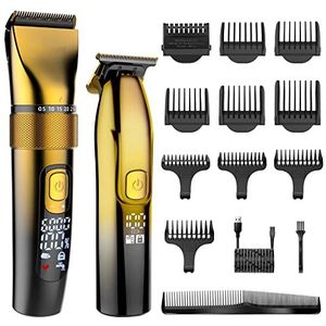 Tondeuse voor mannen, professionele tondeuse gouden T-Blade Trimmer Kit voor mannen 2 Set Machines Draadloze Baard Kapper Clipper