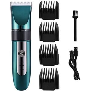 Tondeuse voor mannen, professionele tondeuse oplaadbare baardtrimmer mannen elektrisch haar snijden titanium keramisch mes geluidsarm kappersmachine (kleur: groen)