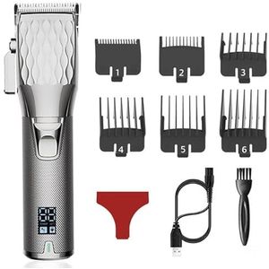 Tondeuse voor mannen, professionele oplaadbare tondeuse kapper aanpassing salon machine tondeuse snoer en draadloos elektrisch haarsnijgereedschap (kleur: zilverachtig)