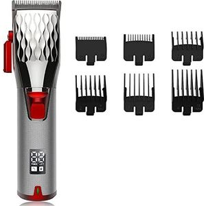 Tondeuse voor mannen, professionele oplaadbare tondeuse kapper aanpassing salonmachine tondeuse snoer en draadloos elektrisch haarsnijgereedschap (kleur: zilverrood)