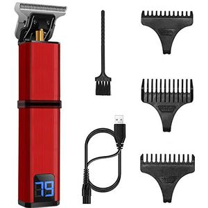 Tondeuse voor mannen, USB elektrische tondeuse LED-scherm oplaadbaar scheerapparaat draadloze baardtrimmer mannen kapper haarsnijmachine voor mannen (kleur: rood)