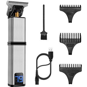 Tondeuse voor mannen, USB elektrische tondeuse LED-scherm oplaadbaar scheerapparaat draadloze baardtrimmer mannen kapper haarsnijmachine voor mannen (kleur: zilverkleurig)