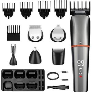 Tondeuse voor mannen, elektrische trimmer voor mannen, tondeuse kapper, snor, neus, haartrimmer, draadloze led-display, precisietrimmer en verzorgingsset