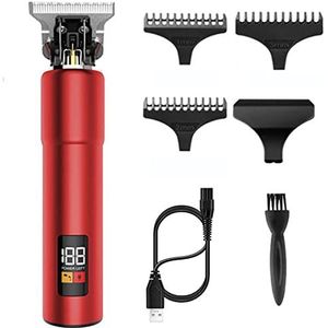 Tondeuse voor mannen, waterdichte draadloze kapper tondeuse mes mannen krachtige elektrische baardtrimmer haarsnijder machine (kleur: rood)
