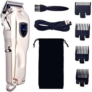 Tondeuse voor mannen, tondeuse oplaadbaar mes elektrische tondeuse haar haar scheren baard scheerapparaat trimmer mannen kapper snijmachine (kleur: zilver)