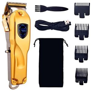 Tondeuse voor mannen, tondeuse oplaadbaar mes elektrische tondeuse haar haar scheren baard scheerapparaat trimmer mannen kapper snijmachine (kleur: goud)