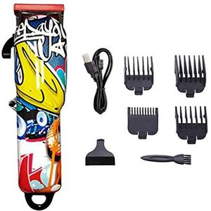 Tondeuse voor mannen, professionele elektrische tondeuse oplaadbare draadloze haarknipset voor mannen elektrische trimmer cutter set (kleur: graffiti)