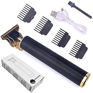 Tondeuse voor mannen, USB oplaadbare T9 kale tondeuse elektrische tondeuse draadloze scheertrimmer 0 mm mannen kapper haarsnijmachine (kleur: T9-zwart-met doos)