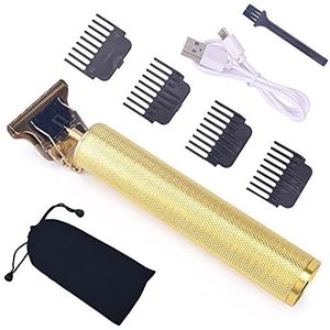Tondeuse voor mannen, USB oplaadbare T9 kale tondeuse elektrische tondeuse draadloze scheertrimmer 0 mm mannen kapper haarsnijmachine (kleur: T9-gouden-geen doos)