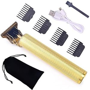 Tondeuse voor mannen, USB oplaadbare trimmer kapper tondeuse machine snijden kale baard trimmer haar mannen kapsel tondeuse styling tool (kleur: T9-gouden-geen doos)