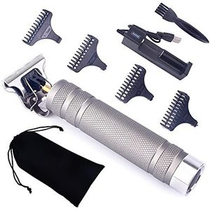 JQUAL Tondeuse voor mannen, USB oplaadbare trimmer kapper tondeuse machine snijden kale baard trimmer haar mannen kapsel Clipper Styling tool (kleur: YS-zilver geen doos)