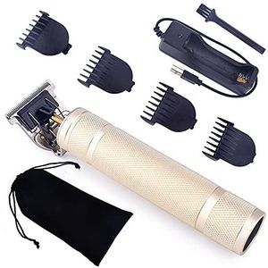 JQUAL Tondeuse voor mannen, USB oplaadbare trimmer kapper tondeuse machine snijden kale baard trimmer haar mannen kapsel Clipper Styling tool (kleur: D6-goud geen doos)