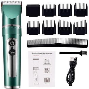 Tondeuse voor mannen, volledig lichaam wasbare elektrische tondeuse keramische professionele fijne verstelbare tondeuse geluidsarme haarsnijmachine scheermes (kleur: groen geen doos)