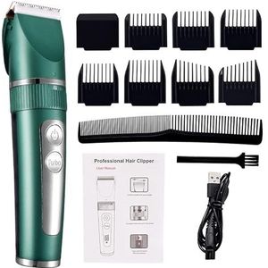 JQUAL Tondeuse voor mannen, professionele tondeuse voor mannen oplaadbare elektrische scheermes tondeuse haarsnijmachine baardtrimmer snel opladen (kleur: groen geen doos)