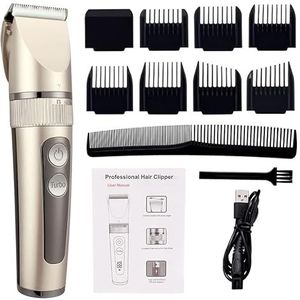 Tondeuse voor mannen, professionele tondeuse voor mannen oplaadbare elektrische scheermes tondeuse haarsnijmachine baardtrimmer snel opladen (kleur: goud geen doos)