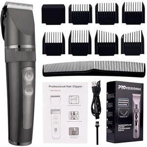 JQUAL Tondeuse voor mannen, professionele tondeuse voor mannen oplaadbare elektrische scheermes tondeuse haarsnijmachine baardtrimmer snel opladen (kleur: grijs met doos)