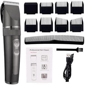 Tondeuse voor mannen, professionele tondeuse voor mannen oplaadbare elektrische scheermes tondeuse haarsnijmachine baardtrimmer snel opladen (kleur: grijs geen doos)