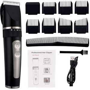 Tondeuse voor mannen, professionele tondeuse voor mannen oplaadbare elektrische scheermes tondeuse haarsnijmachine baardtrimmer snel opladen (kleur: zwart geen doos)