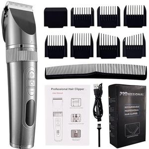 Tondeuse voor mannen, professionele tondeuse voor mannen baardtrimmer machine voor het scheren van haartrimmer haarsnijmachine baardtrimmer snel opladen (kleur: grijs met doos)