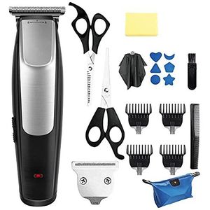 Tondeuse voor mannen, elektrische tondeuse kinderen mannen oplaadbare draadloze oplaadbare trimmer snijmachine met kappersset elektrische fader (kleur: zilver EU)