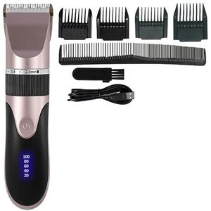 Tondeuse voor mannen, professionele tondeuse heren kapper baardtrimmer oplaadbare keramische mes haarsnijmachine volwassen kind kapsel laag geluidsniveau (kleur: roze)