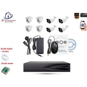 Home-Locking camerasysteem met NVR 5.0MP H265 POE met 4 dome en 4 bullet camera's 3.0MP CS-8-1519