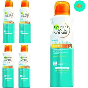 Garnier - Ambre Solaire - Light & Silky - Zonnepsray - Zonnebrandspray - SPF 15 - Voordeelverpakking - 4 stuks