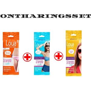 Loua Ontharing Set 12 st Gezicht + 12 st  Bikinilijn + 12 st  Oksel Wax strips oksel  26 waxstrips - ontharingsstrips