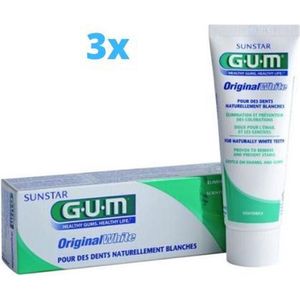 3x GUM Original White tandpasta - 75 ml - Voordeelpakket