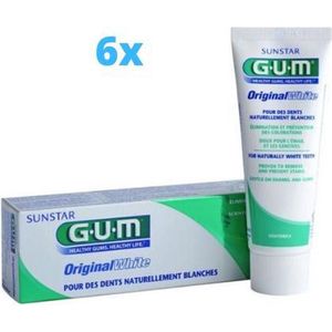 6x GUM Original White tandpasta - 75 ml - Voordeelpakket - Beste Koop