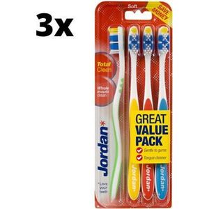 3x Jordan Total Clean Soft Tandenborstel - 4 stuks