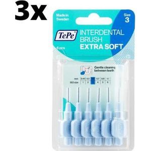 TePe Extra Soft Blauw 0,60mm 3 x 6 stuks - Voordeelverpakking
