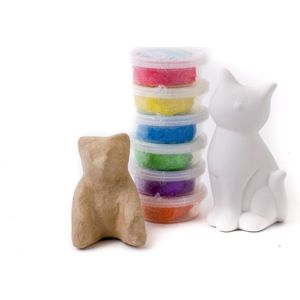foam clay 6x14gr knutsel pakket poes beer spaarpot terracotta aardewerk metallic kleuren bekleden kleien handwerk