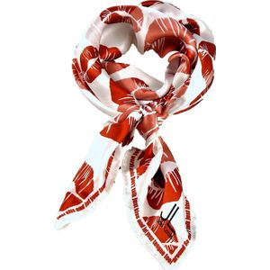 Josi Louis 100% Zijden sjaal - Don’t talk just kiss - Rood Roze Wit - vierkant 90×90 cm -  luxe zacht zijden sjaal