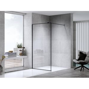 Mawialux douchewand 90x195cm - 8mm veiligheidsglas met nano coating - Mat zwart - Tampa 90 MZ