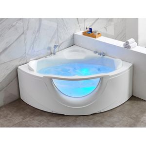 Mawialux 2-persoons massagebad - Massagejets - LED verlichting - Hoekmodel - 151x151cm - Pelve Wit