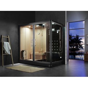 Mawialux sauna inclusief stoomcabine - 220x120x220cm - Glans zwart - Pico