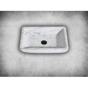 Mawialux opzet waskom - Carrara marmer - 50x36 cm - Wit - Feroz