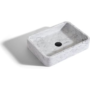 Mawialux opzet waskom - Carrara marmer - 50x36 cm - Mat wit - Sarah