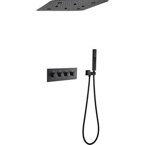 Mawialux thermostatisch inbouw regendoucheset - LED verlichting - Vierkant - Okapi Mat Zwart