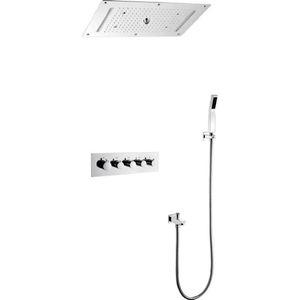 Mawialux thermostatisch inbouw regendoucheset - LED verlichting - Bluetooth speaker - Waterval - Vierkant - Chroom - Tiger