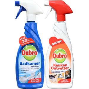 1 x Dubro badkamer reiniger spray - 1x Dubro keuken ontvetter spray