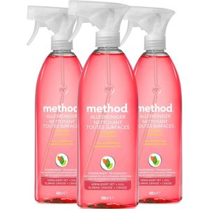 Method Allesreiniger spray ecologisch roze pompelmoes verwijdert vet + vuil - 3 x 490ml