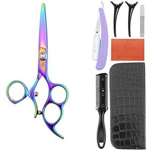 5,5/6.0 inch Rotary Hair Snijschaar Swivel Thumb Barber Accessoires JanPanese Staal Professionele Kappers Schaar Roterende Duim Shears Rotary Rechte Clippers (Kleur : Iridescent Purple)