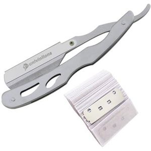 Ontharing 1 scheermes + 25 professionele mesjes Kappergereedschap Haarscheermes Mes Roestvrij staal Rechte baardscheermes