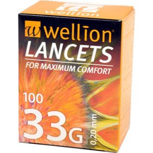 Wellion - Lancetten - 100 Stuks - Dikte 33G - Voor Glucosemeting