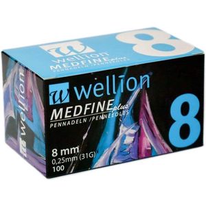 Wellion Medfine Plus pennaalden 8 mm (100 stuks)
